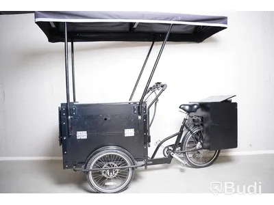Elektrisk lådcykel med tak, Cargo Bike. Använts som glasskiosk.