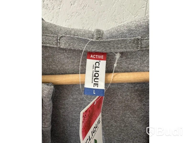 Zip-hoody, stl. L, Clique, melange grå.