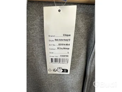 Zip-hoody, stl. L, Clique, melange grå.