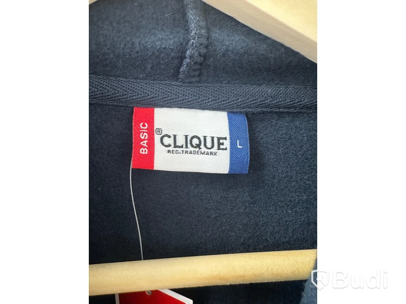 Hoody, stl. L, Clique, dark navy. & (NY) Dambyxor, stl. L, Cutter & Buck, dark navy.