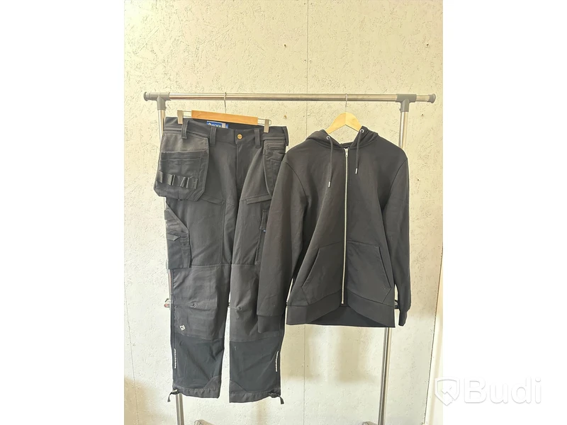 Arbetsbyxor, stl. C52/L, Projob, svart. & (NY) Zip-hoody, stl. L, Jack & Jones, svart.