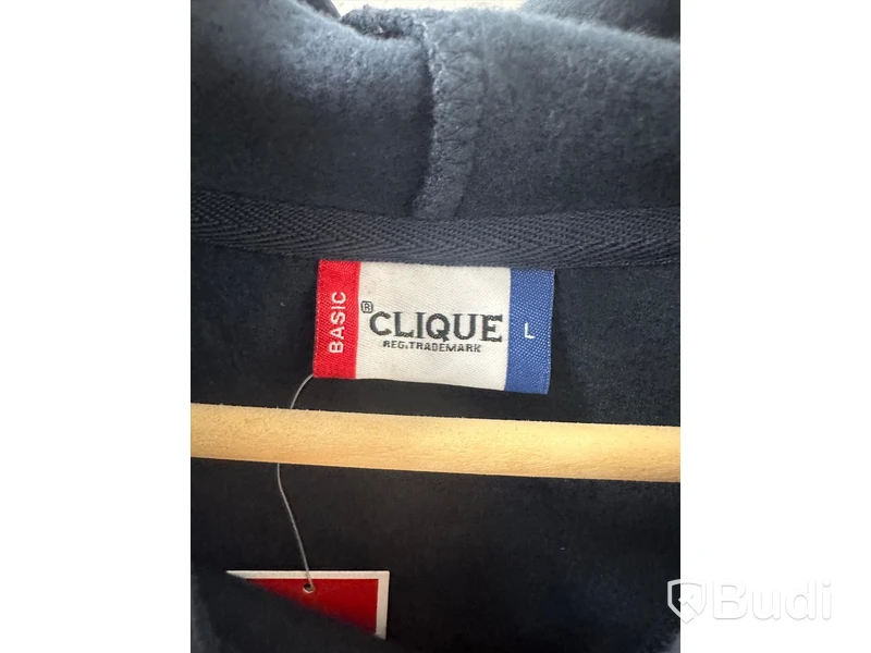 tröja, stl. L, Clique, svart. & (NY) luvtröja, stl. L, Clique, dark navy.