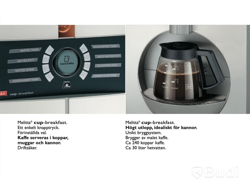 Kaffemaskin Melitta, Cup-breakfast, Ord. pris inkl. moms ca: 80 000 kr