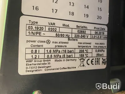 Kaffemaskin WMF, 03.1920 inkl. mjölkkyl VITRIFIGO, FG10l