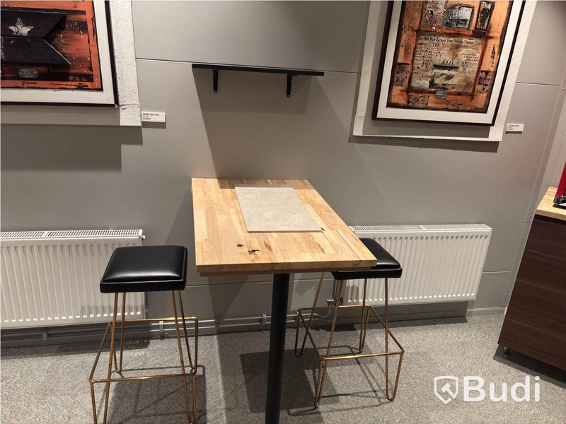 Wall-mounted table, incl. 2 stools and shelf