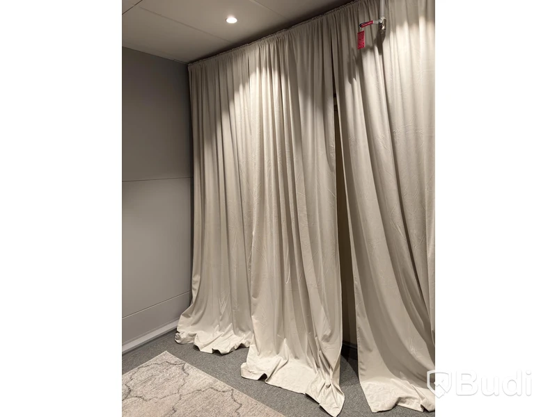 3 curtain panels incl. curtain rod, beige
