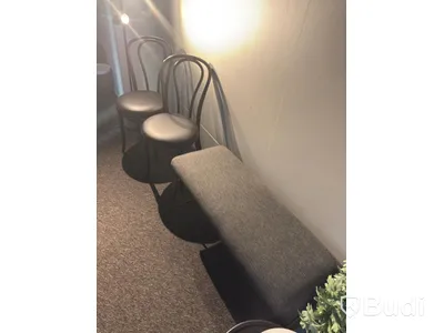 Bench, 2 chairs and assorted furnishings