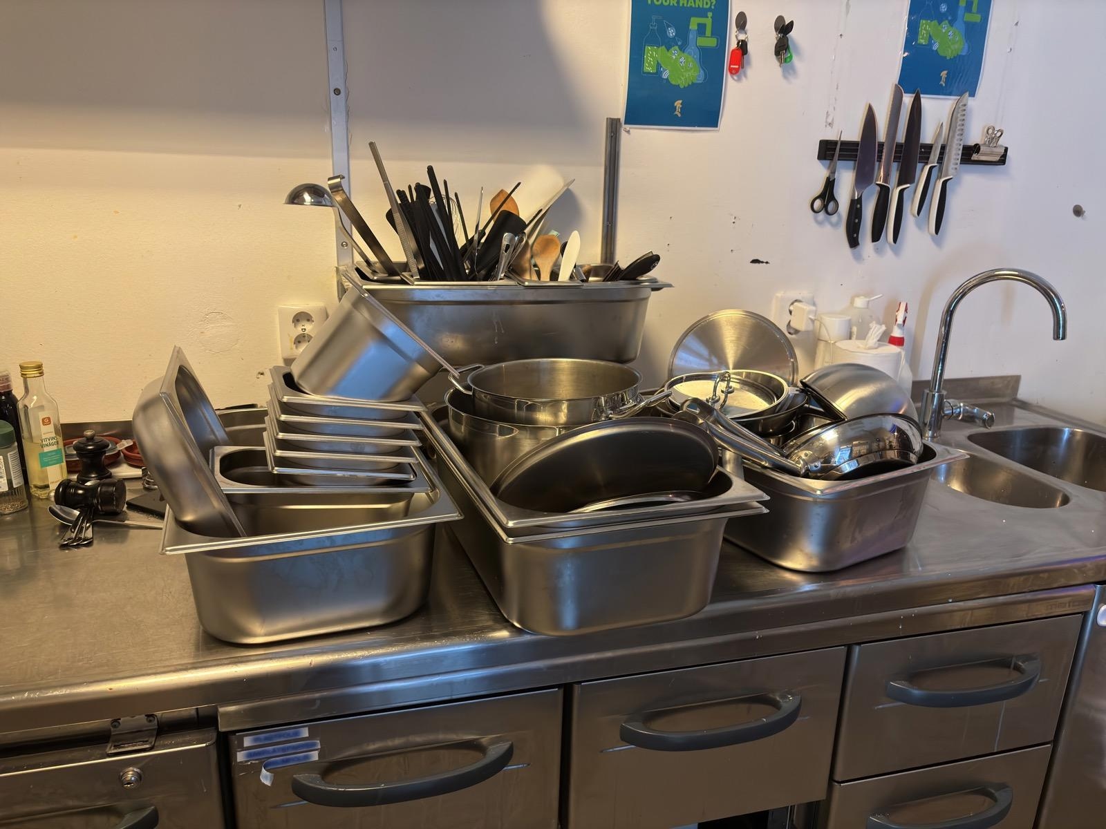 Lot of gastronorm pans and pots