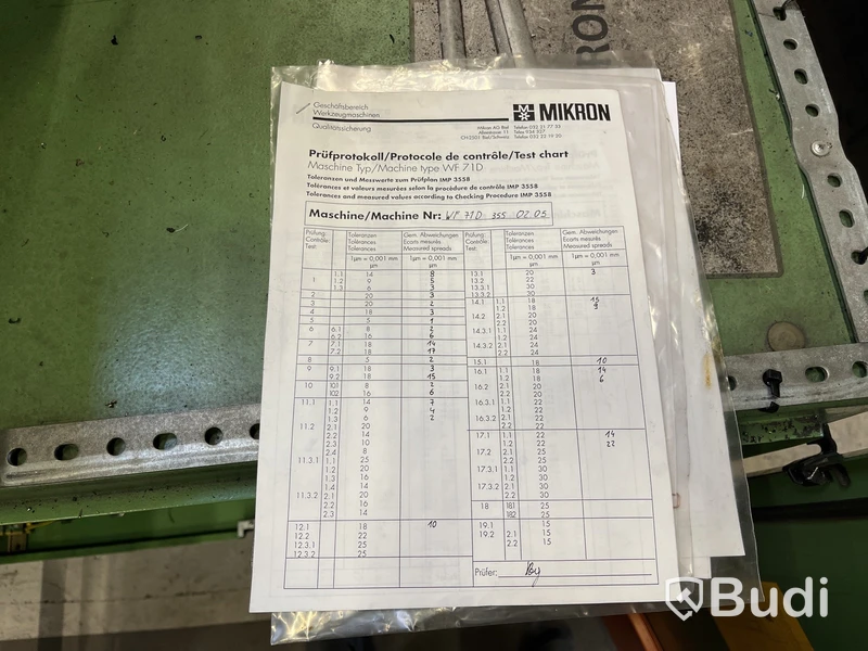 1 st. Mikron WF 71D – CNC-fräsmaskin med TNC 355