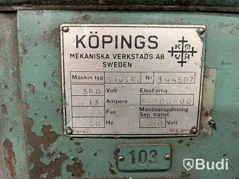 1 st. Köpings Mekaniska Verkstads AB S10SA – Manuell svarv