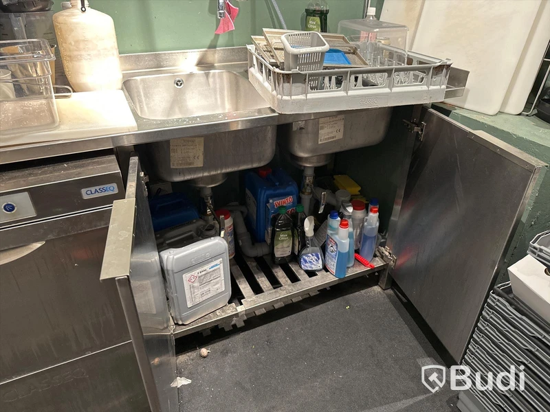 Diskbänk med ho, blandare och handdusch B180, D69, H88