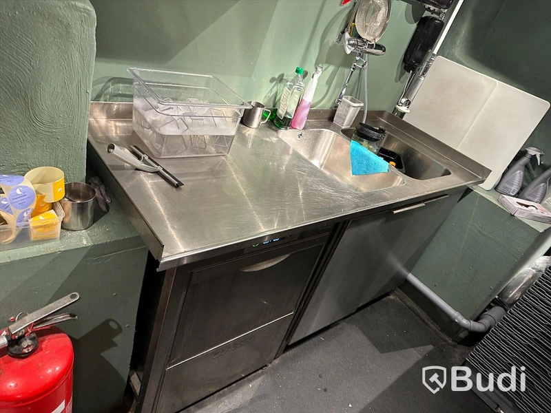 Diskbänk med ho, blandare och handdusch B180, D69, H88