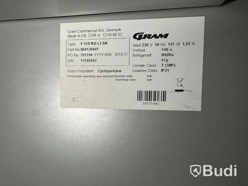 Fullhöjdsfrys från GRAM, Höjd 188cm , Bredd 60cm