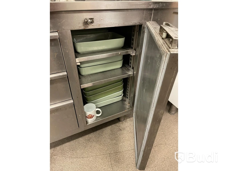 Rostfri kylbänk med lådor