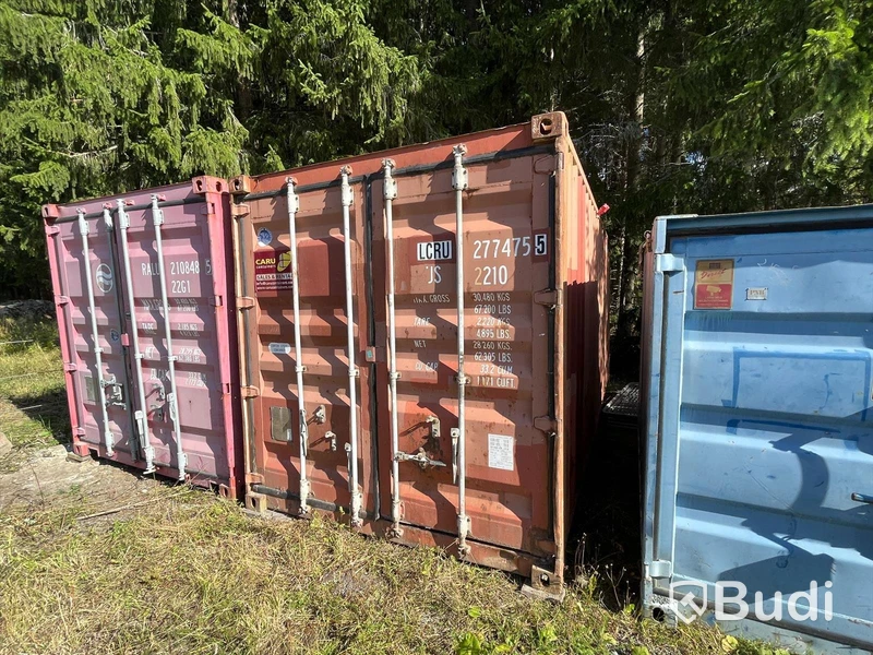 20 fots container med lagerhylla