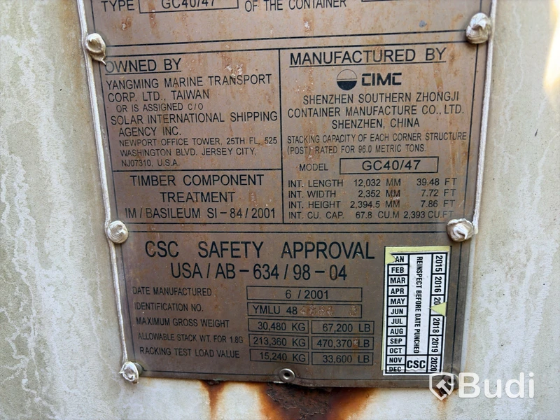 CIMC 40 ft container, manufactured in 2001