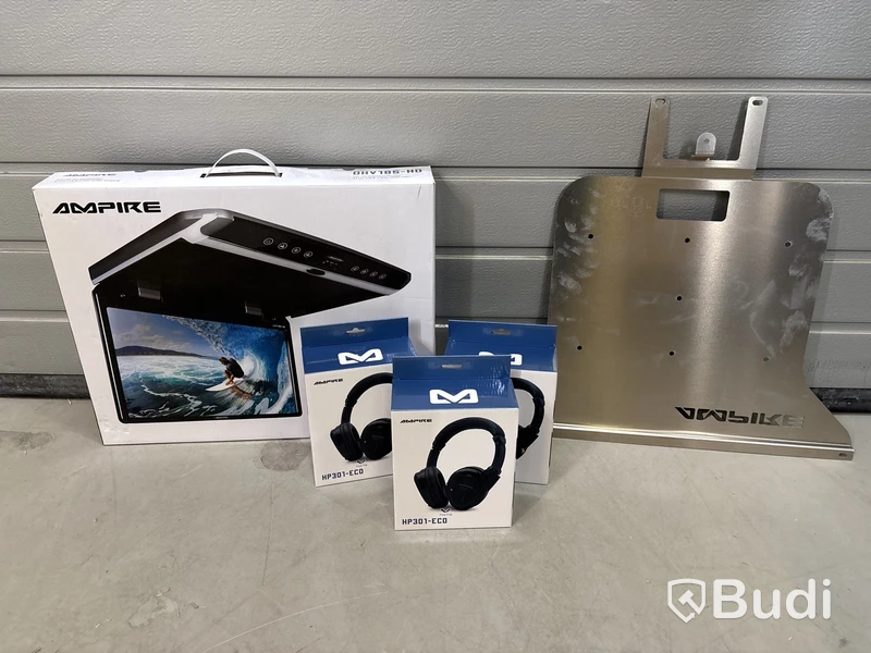 Takmonitor för bilar Ampire, OHV185-HD inkl. takmonteringsplatta och 3 st. trådlösa hörlurar