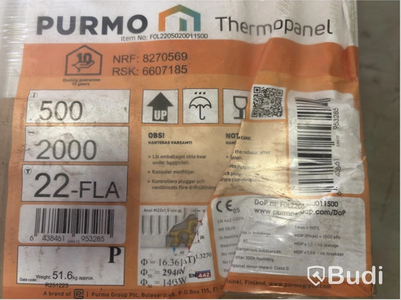 (NEW) Purmo Thermopanel V4 TP22 Radiator, 500x2000