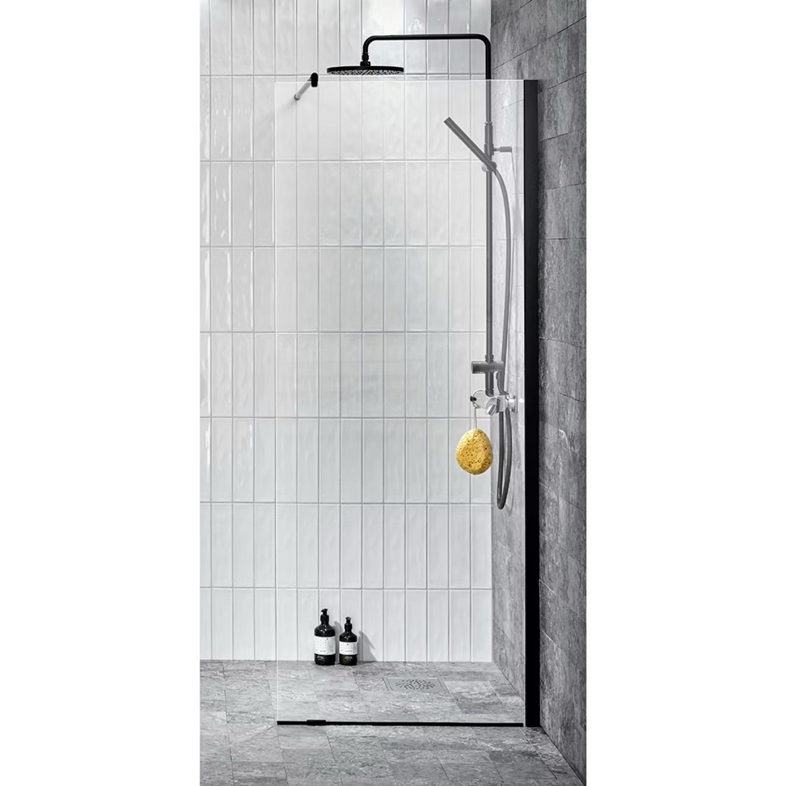Dushvägg/ skärmvägg Alterna, Lusso black, rak, 90,75x197,1 cm