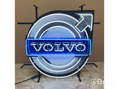 Neonskylt Volvo, blå/vit/svart
