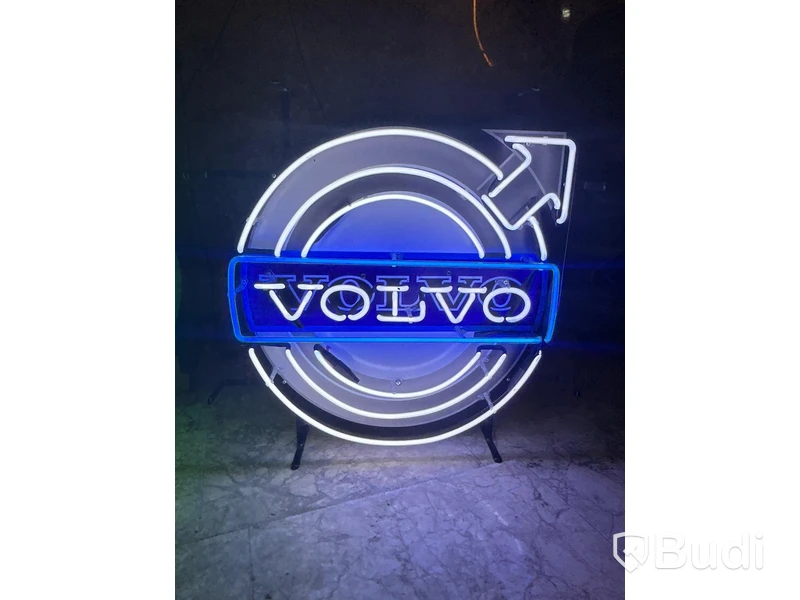 Neonskylt Volvo, blå/vit/svart