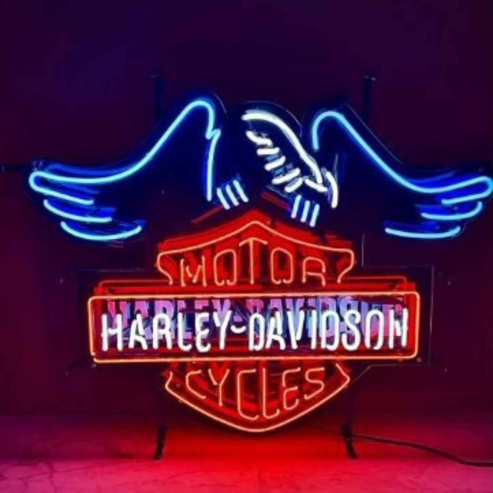 Neonskylt Harley-Davidson, glas