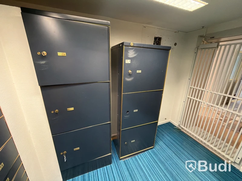 2 st. Bankfack Rosengrens, stora fack, blå, ej komplett