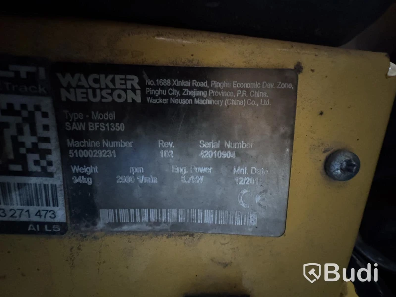 Asfaltsåg / Golvsåg Wacker Neuson BFS 1350