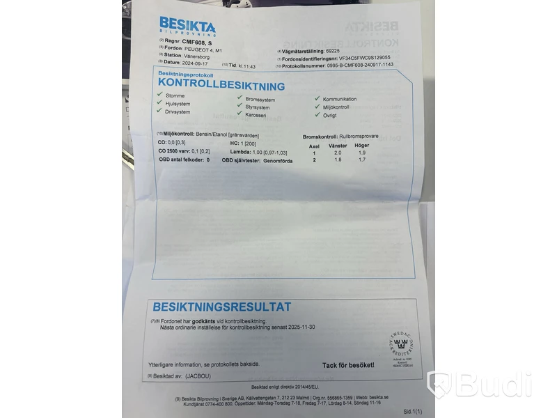 Personbil PEUGEOT 308 -2009  Lågmilare