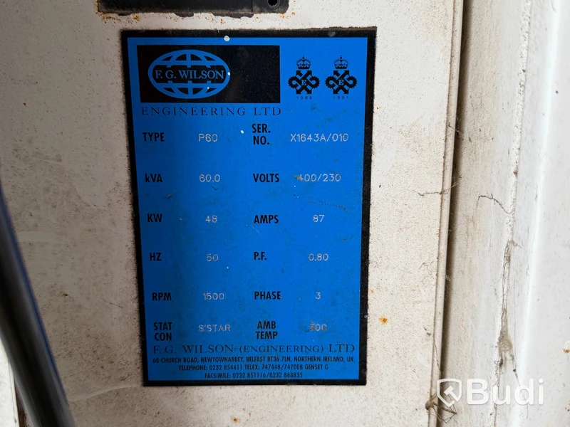 Dieselaggregat, Perkins - F.G. Wilson P60, 60 kVA