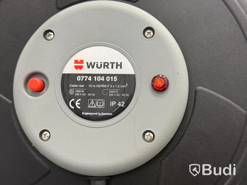 3 st kabelvinda, Würth, 15 m, 230V