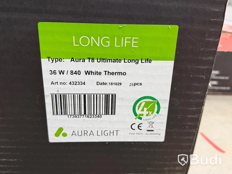 Parti ljusrör Aura Light, T8 Long Life samt elkabel