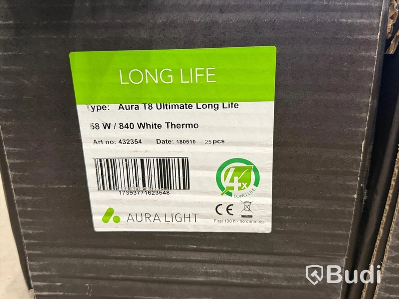 Parti ljusrör Aura Light, T8 Long Life samt elkabel