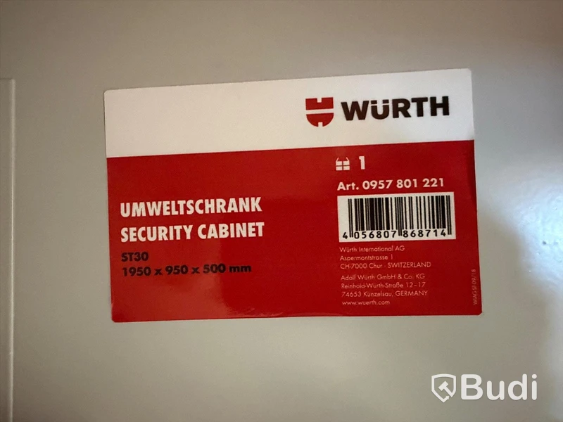 Förvaringsskåp Würth ST30, röd, 195×95×50 cm