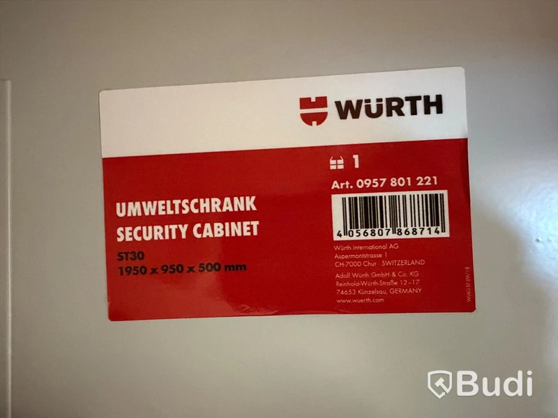 Förvaringsskåp Würth ST30, röd, 195×95×50 cm