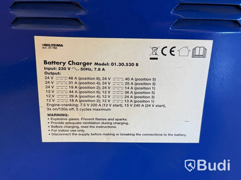 Batteriladdare, Biltema 01.30.530 B, 12/24 V