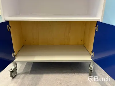 Förvaringsskåp, vit och blå
