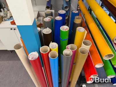 Stort sortiment material/vinyl, ca 250 rullar