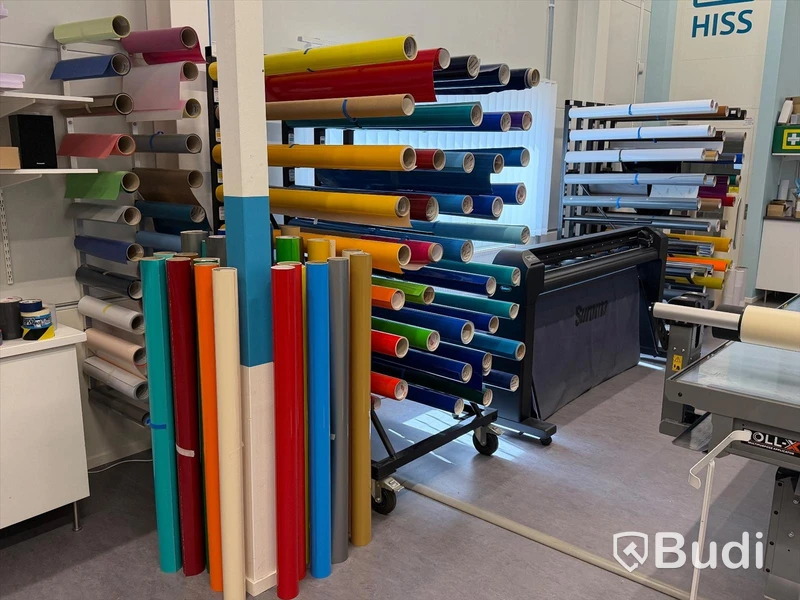 Stort sortiment material/vinyl, ca 250 rullar
