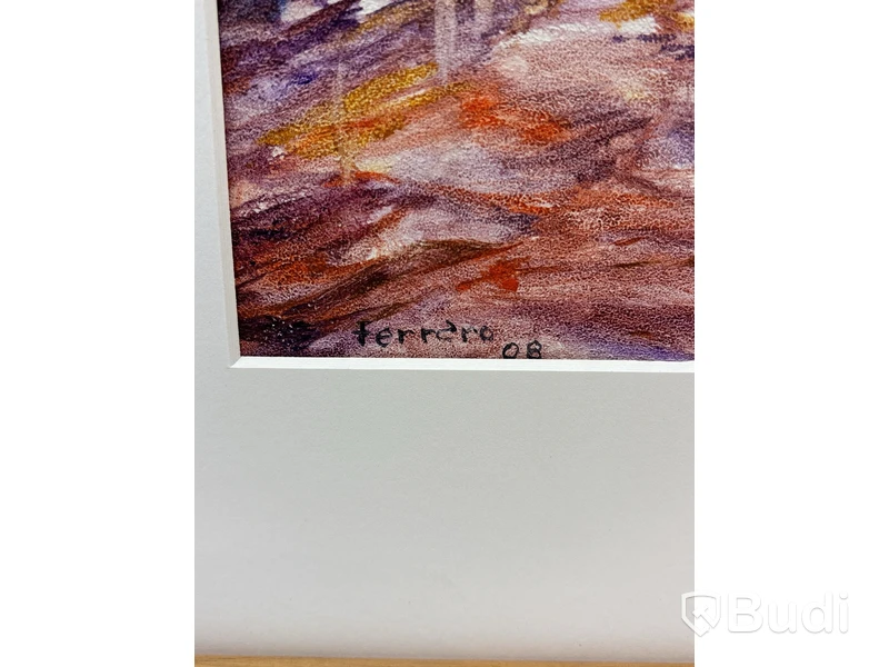 Tavla i ram signerad: "Ferraro 08"