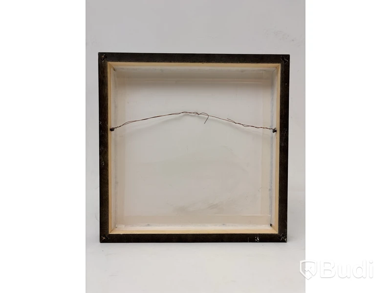 Tavla i ram med glas signerad av konstnären.