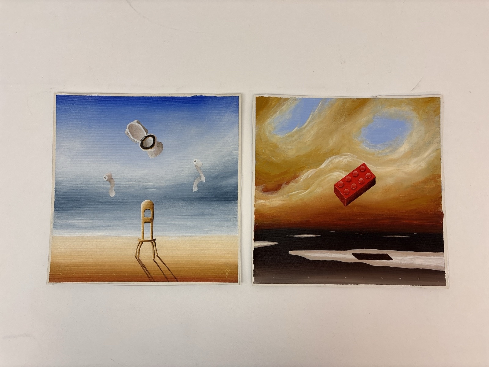2 st. målningar på canvas signerad: "Nagualero”