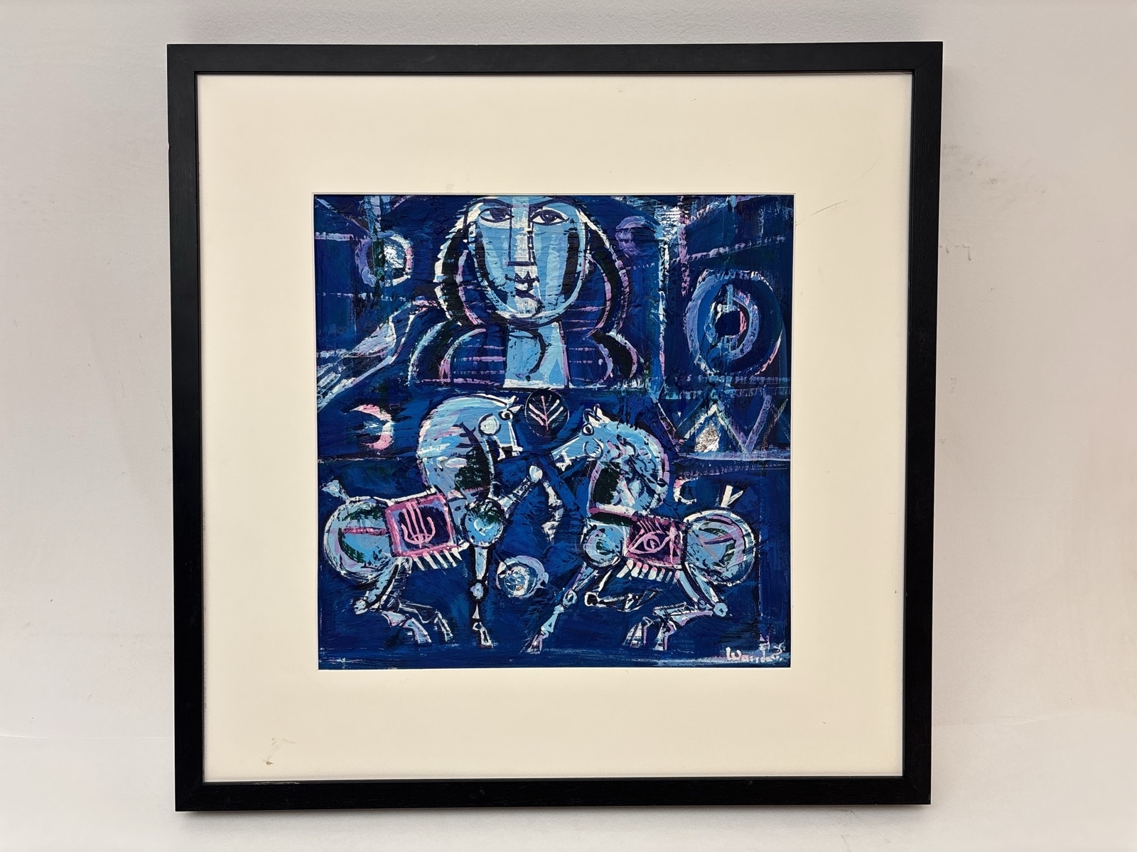 Tavla i ram signerad: ”Wanday”