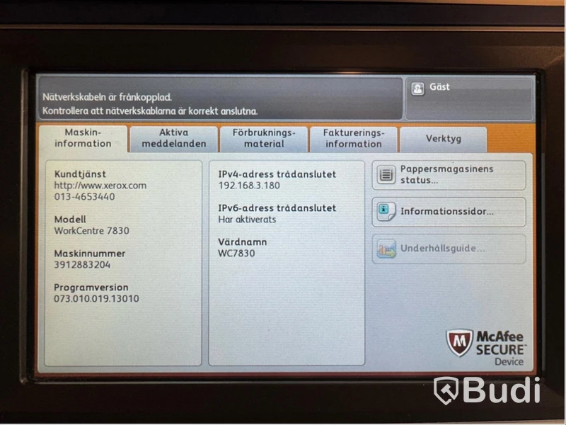 Skrivare/Skanner/Kopiator Xerox Work Center 7830