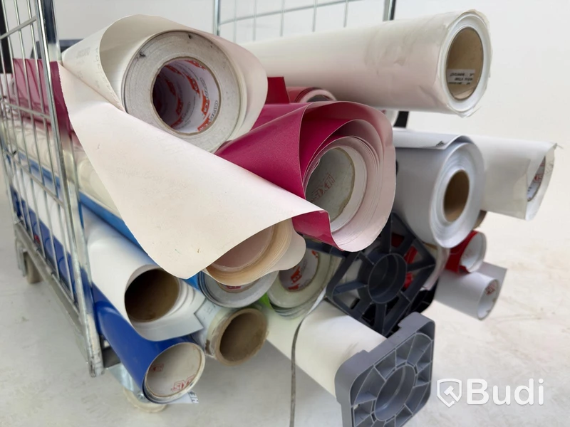 Lot of assorted vinyl rolls in various sizes, colors and types