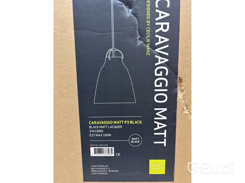 Taklampa Fritz hansen, Caravaggio P3, matt svart. Ord. pris inkl. moms: ca 9199 kr.