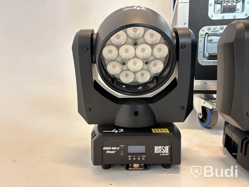 4 st. LED-moving head wash-lampa Rush, MH 6 Wash inkl. case Amptown
