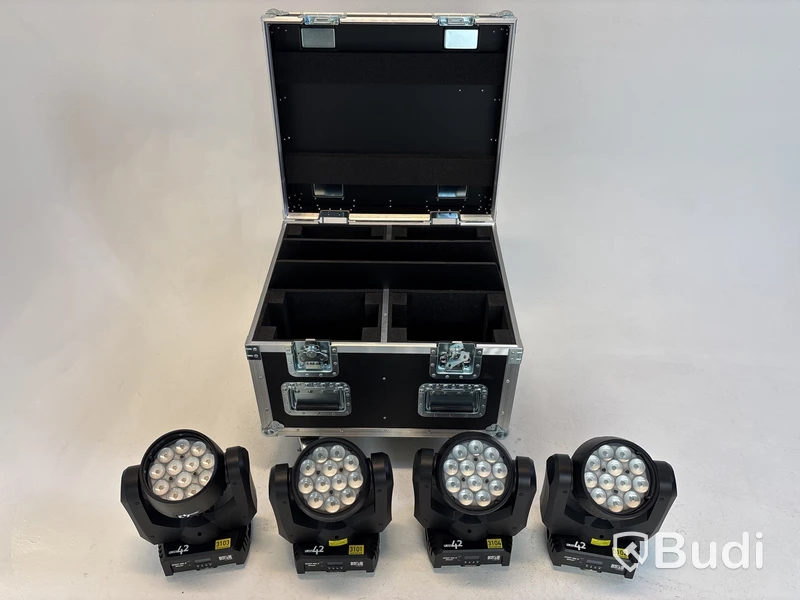4 st. LED-moving head wash-lampa Rush, MH 6 Wash inkl. case Amptown