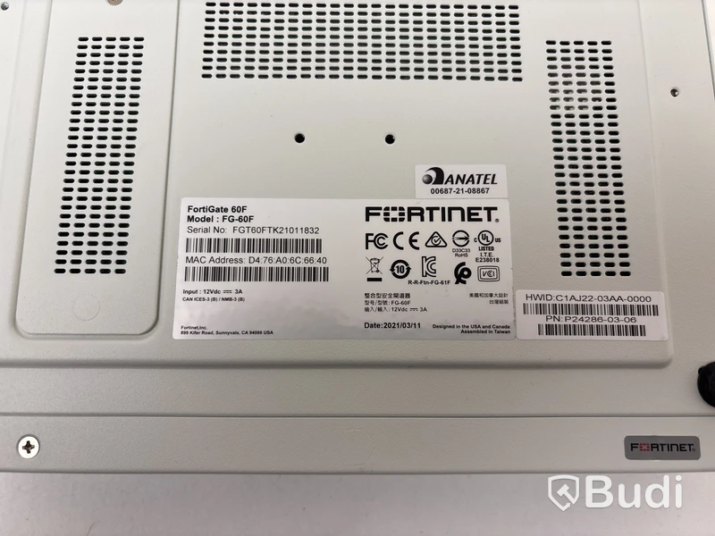 Brandvägg Fortinet, FortiGate 60F