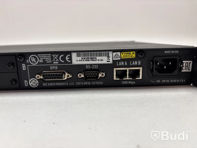 Hårdvaruenhet för ljudsystem Quality Systems Co, Q-SYS I/O frame.